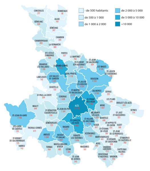 Alès Agglomération carte démographique