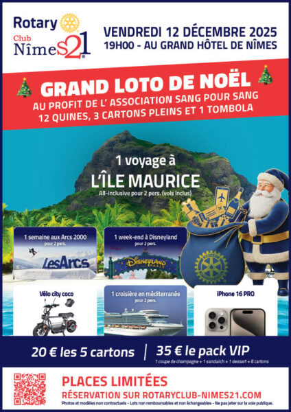 Affiche loto Rotary Club Nîmes 12 Décembre 2025
